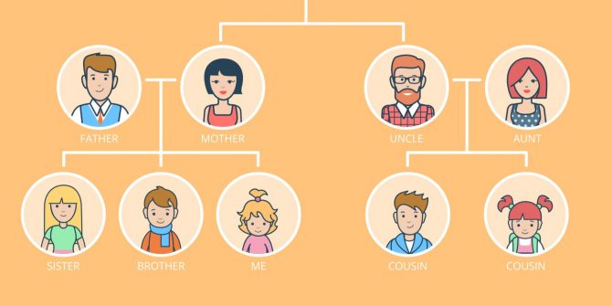 An image of family tree showing the picture of relatives.